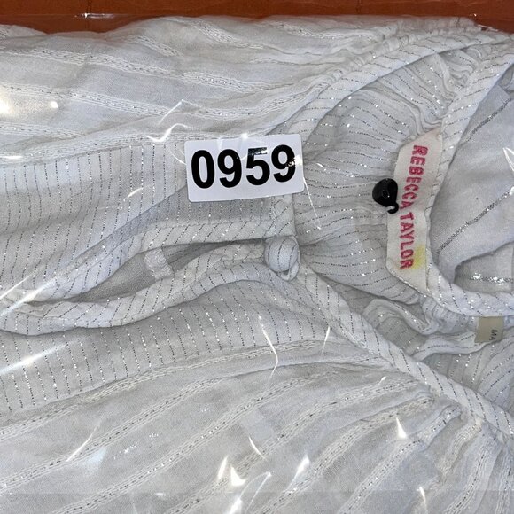 Rebecca Taylor White Sheer Long Sleeve Peasant Blouse Womens Size S - Picture 9 of 9